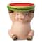 Glitzhome® 12.5" Pig Holding a Watermelon Decorative Garden Stool